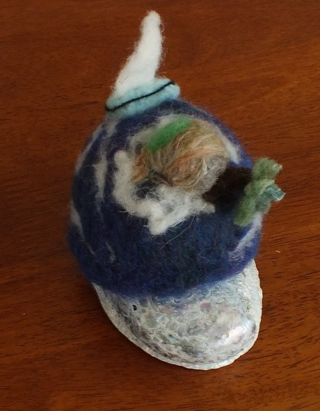 Felted Miniature Landscape Seascape Islands in the Stream felted wool New Zealand shore abalone shell