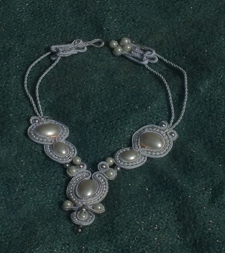 Soutache white necklace made in April 2013